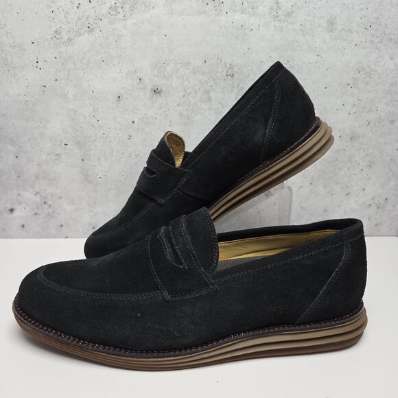 Sandro Moscoloni Clay Slip-On Black Suede Loafers Mens 9D USA Pre-owned With Box - Picture 1 of 8